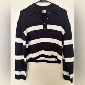 H&M Navy Button-Up Sweater